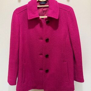 Lands End Fuchsia Women’s Wool & Rayon Boucle Jacket Size 8P
